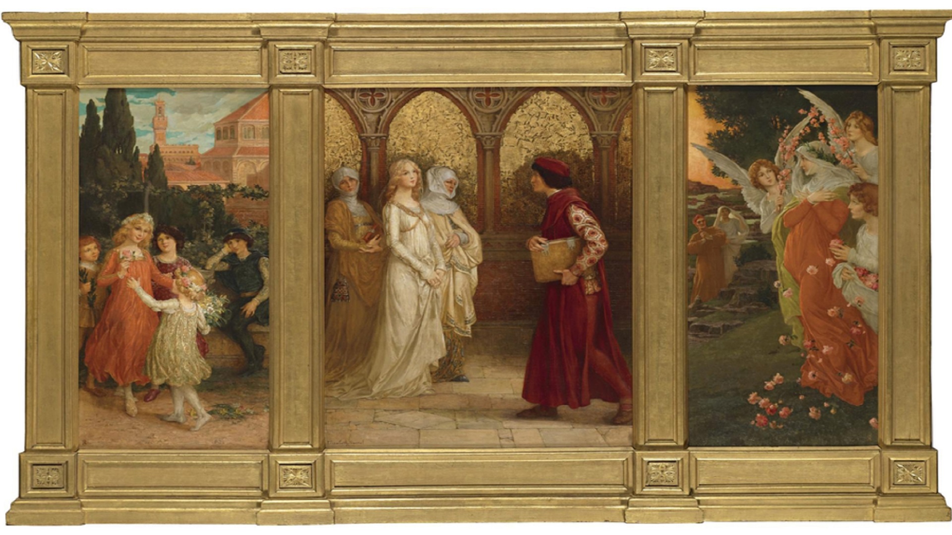 رسم لإليزابث سونرل، يصور لقاءات دانتى الثلاثة مع بياتر