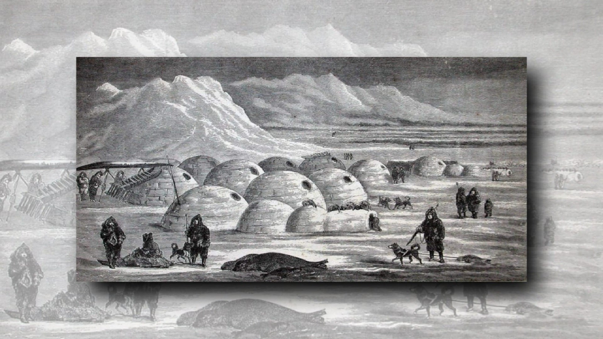 صورة لقرية إنويتية في جزيرة بافين(Baffin) -منتصف القرن 19