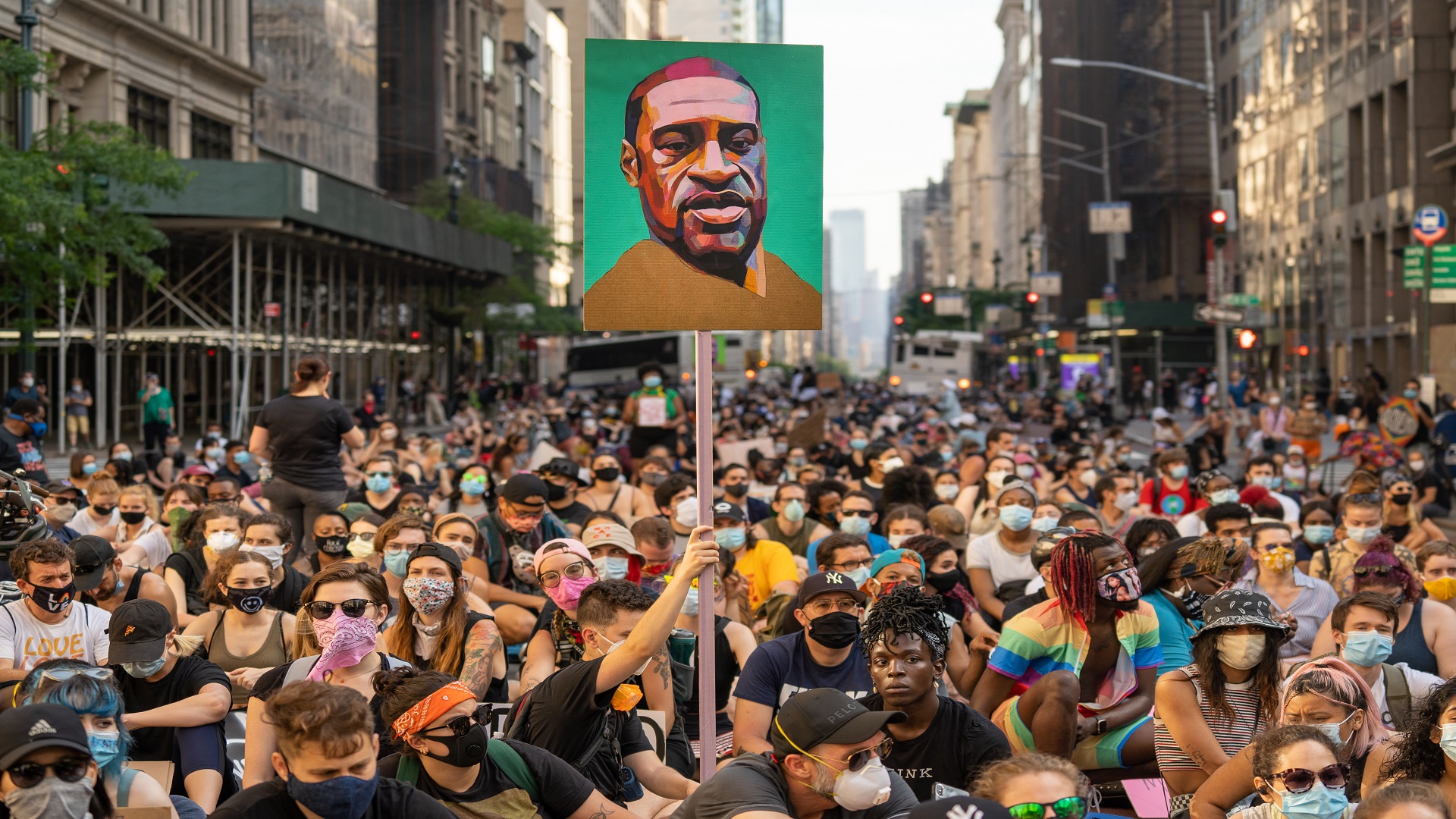 تظاهرات مناهضة للعنصرية في نيويورك (ديفيد دي ديلغادو/ Getty)