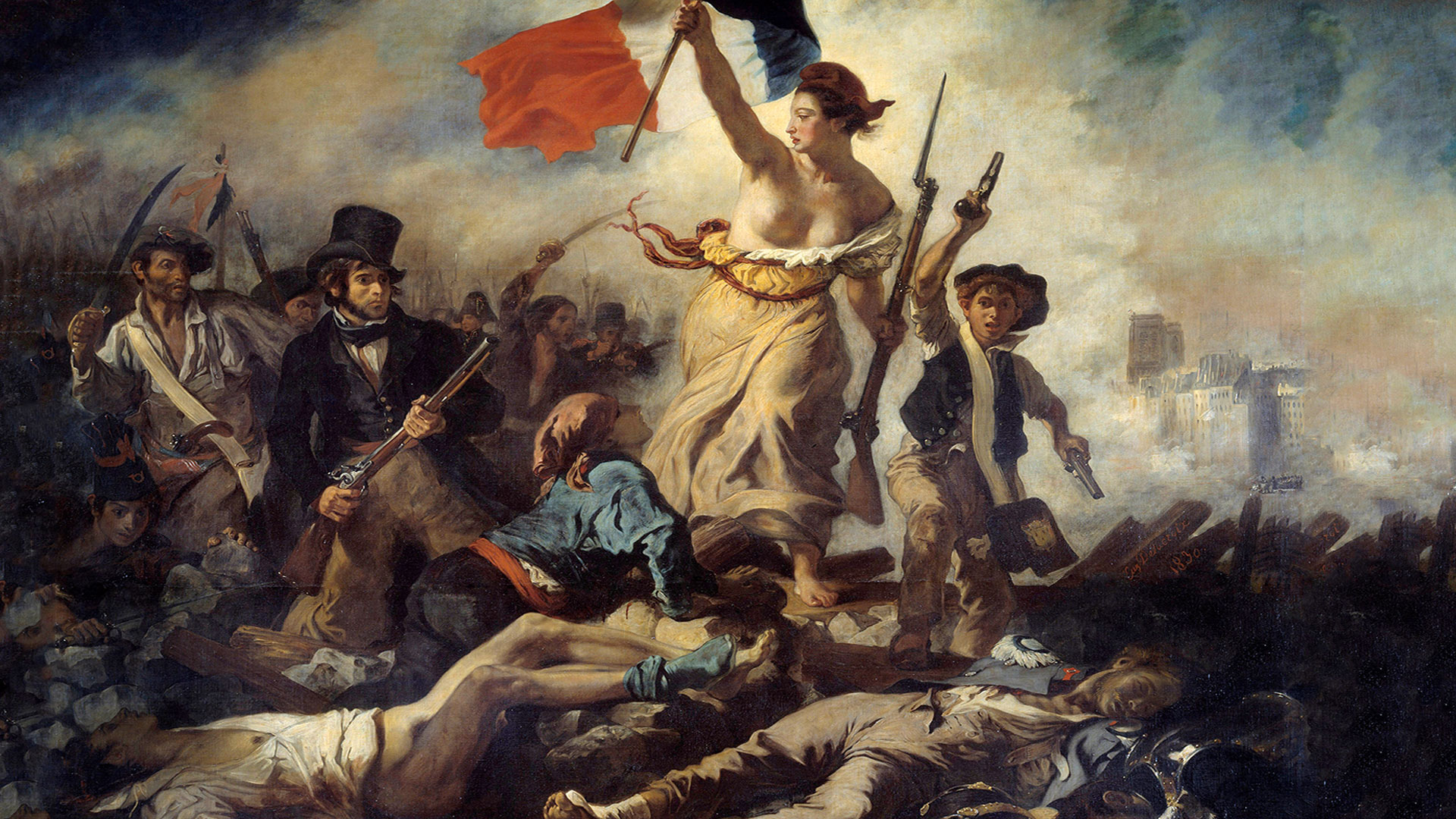 ضفة ثالثة/لوحة "الحرية تقود الشعب" ليوجين ديلاكروا بمتحف اللوفر